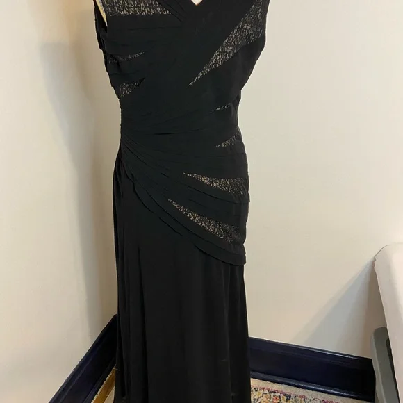 Tadashi Shoji Vintage Black Ruched Gown